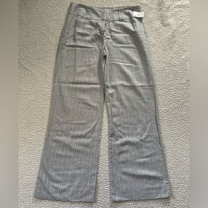 NWT Cato Gray White 12‎ Pinstripe Wide Leg Linen Blend Pant